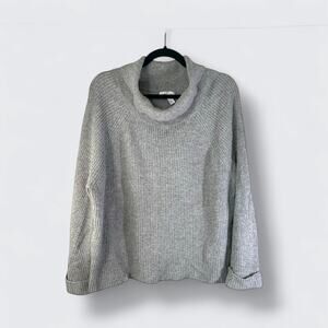 LEITH Women's Turtleneck Chunky Knit Sweater Gray Size Medium Minimalist Neutral